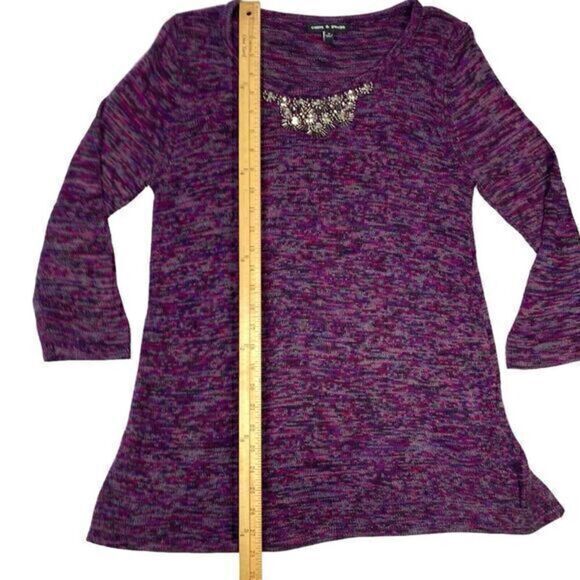 Cable & Gauge Sweater Womens Size M Rhinestone Beaded Embroidered Tunic Bohemian - Picture 11 of 16